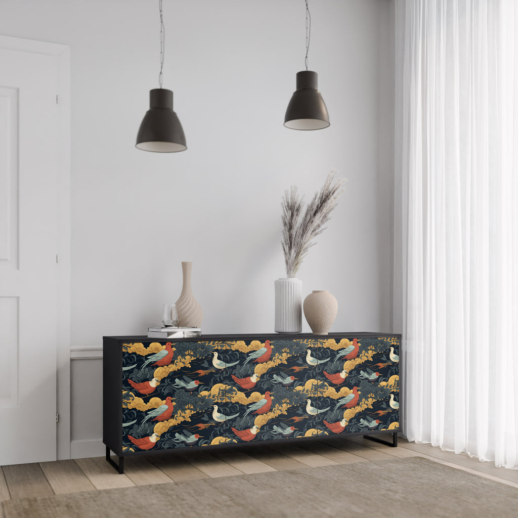 FOWLY DAZE 3-Door Sideboard in Black Finish