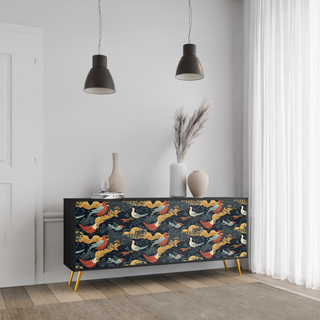 FOWLY DAZE 3-Door Sideboard in Black Finish