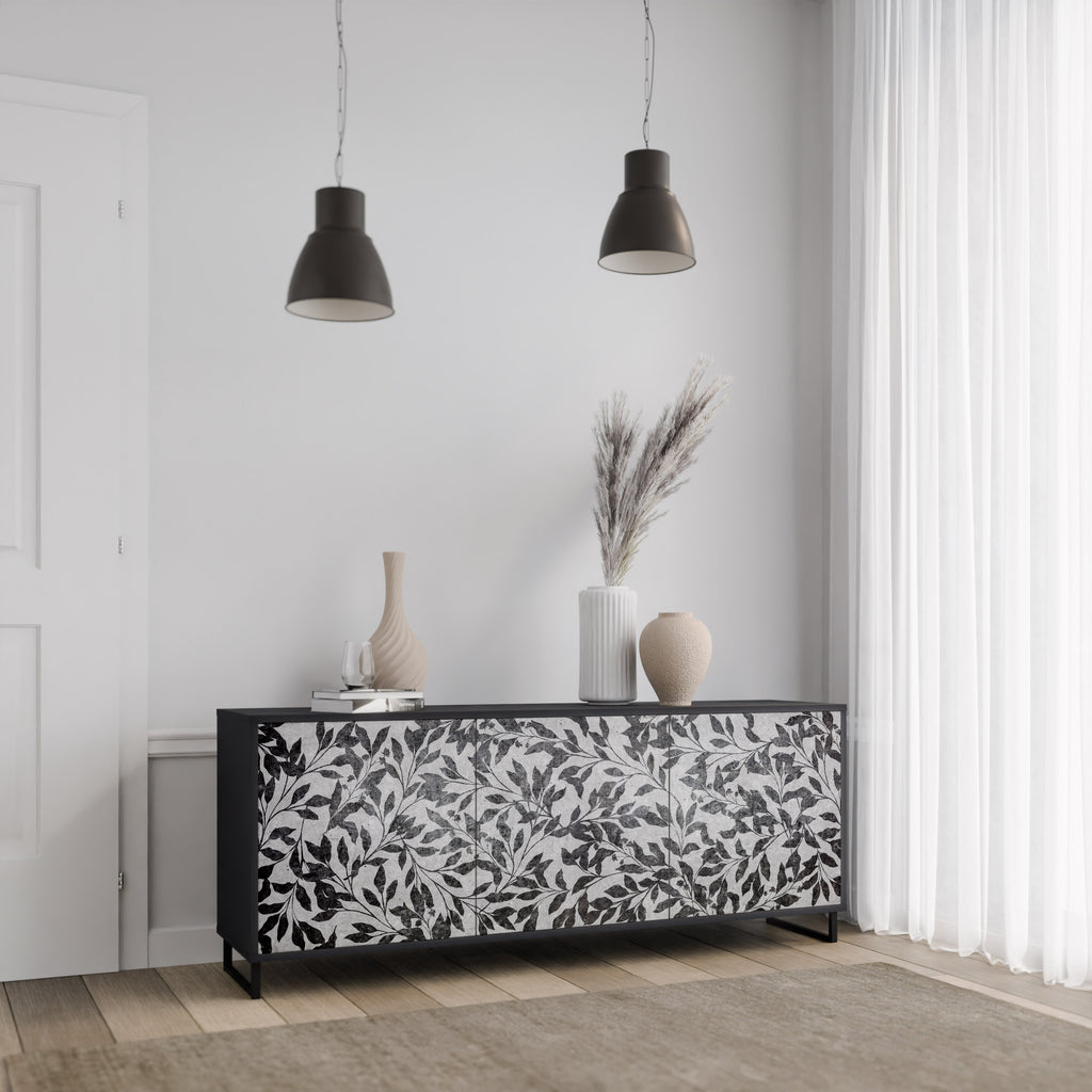 CHARCOAL SPROUT 3-Door Sideboard in Black Finish