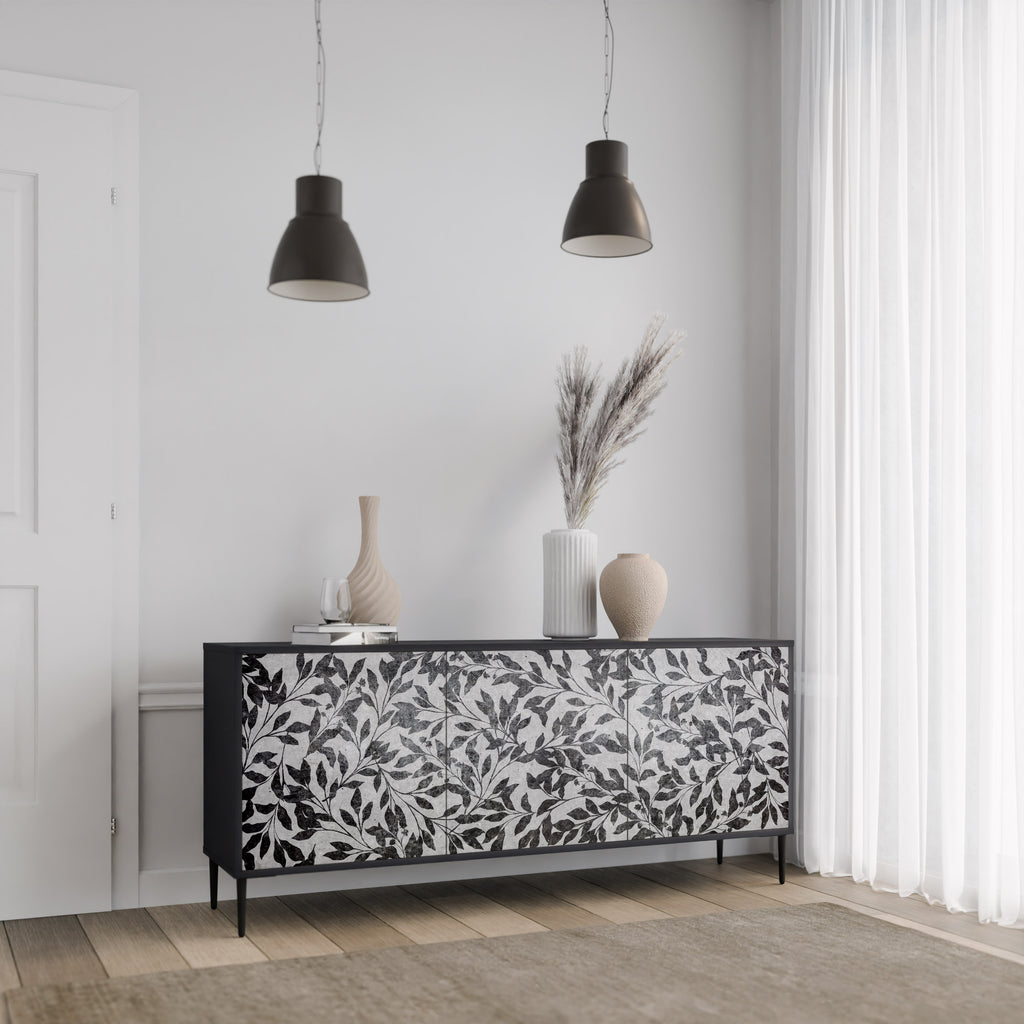 CHARCOAL SPROUT 3-Door Sideboard in Black Finish