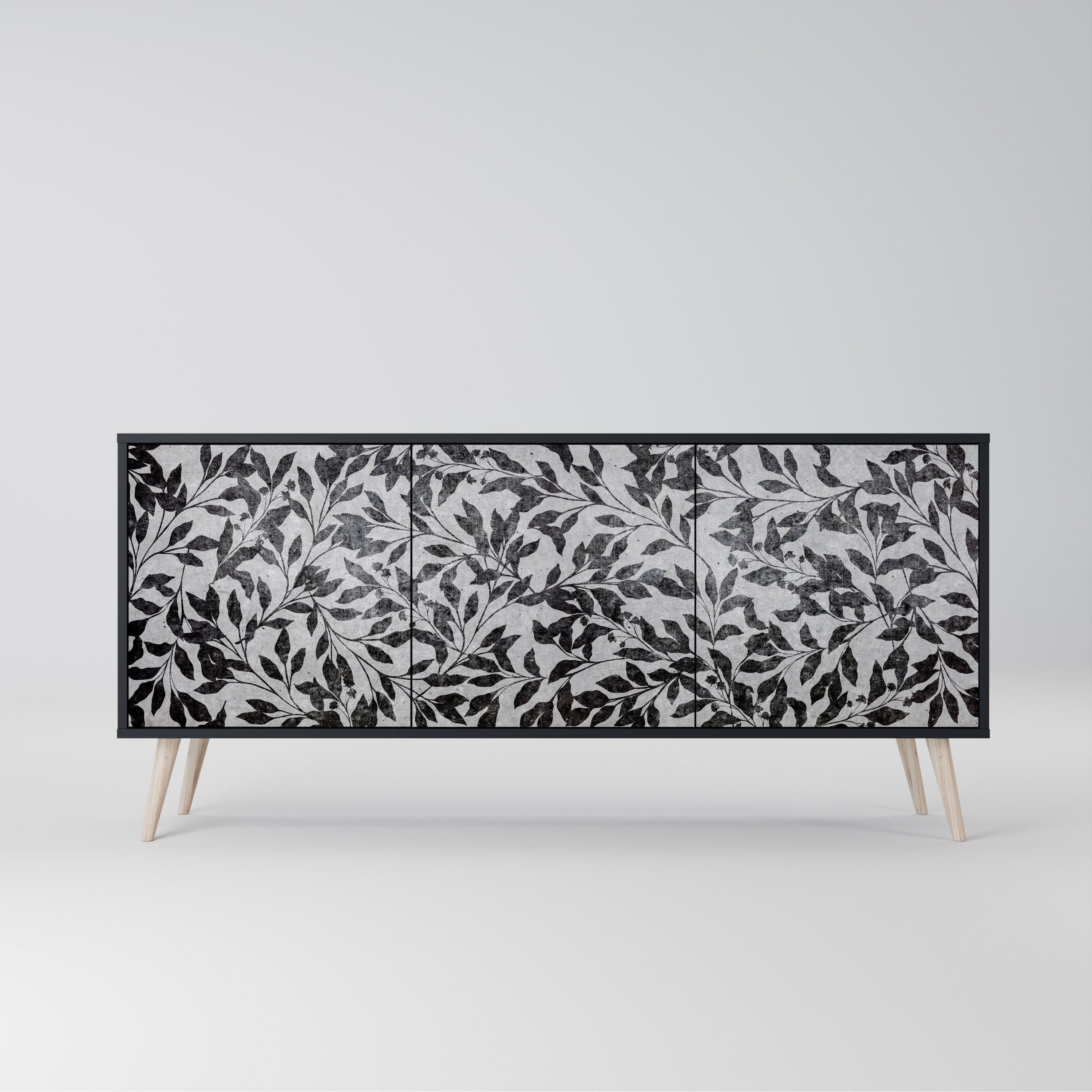 CHARCOAL SPROUT 3-Door Sideboard in Black Finish