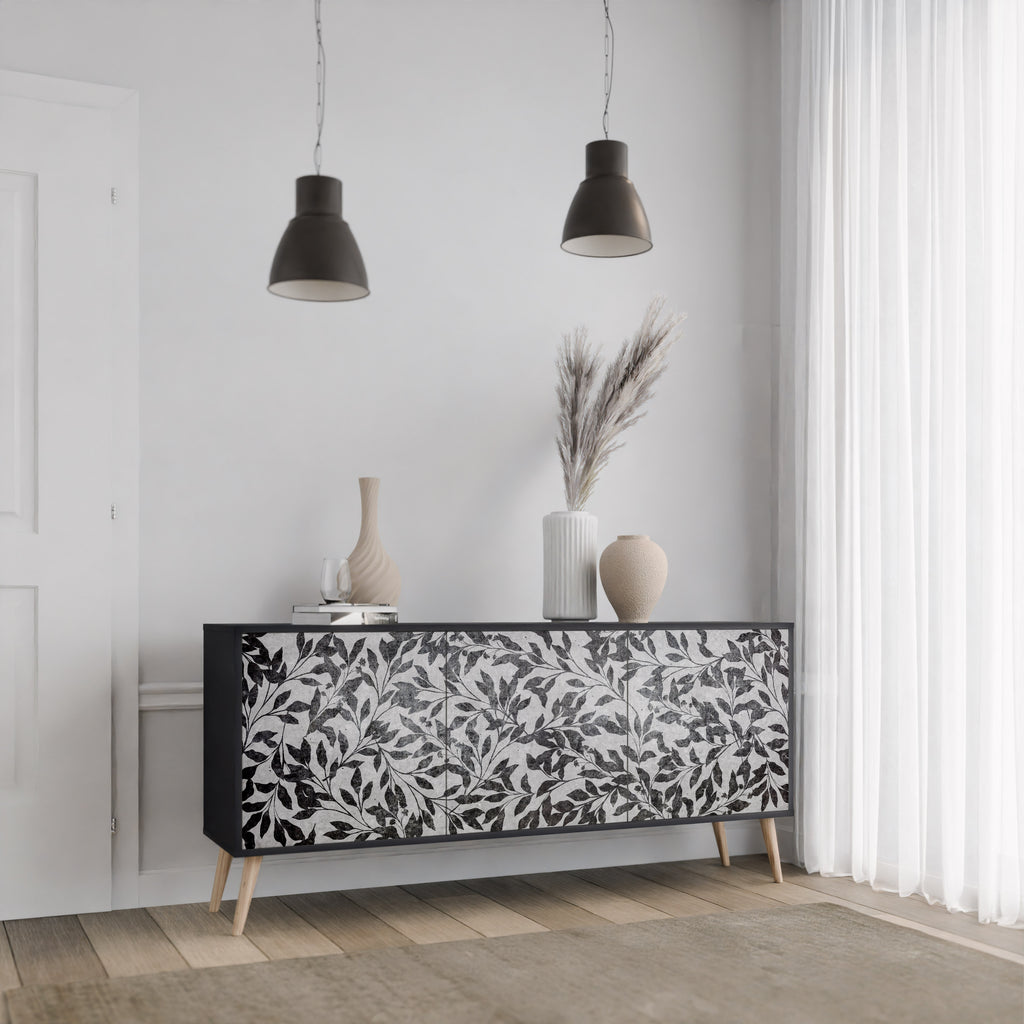 CHARCOAL SPROUT 3-Door Sideboard in Black Finish