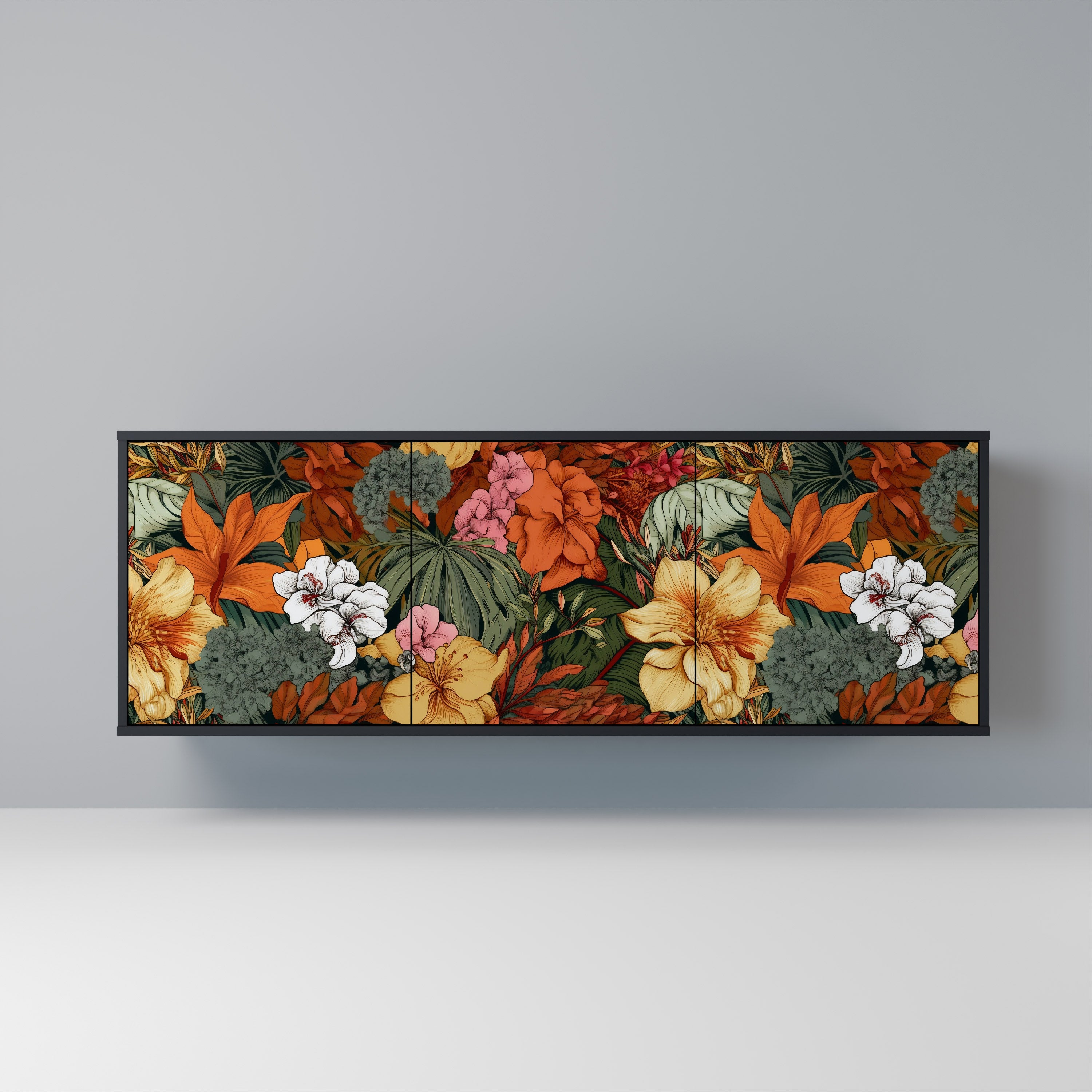 RADIANT FLORA 3-Door Sideboard in Black Finish