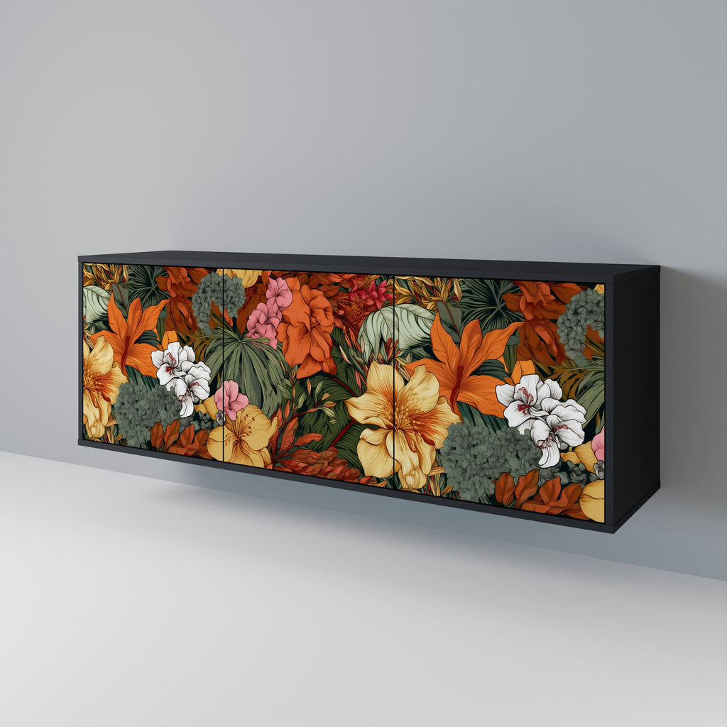 RADIANT FLORA 3-Door Sideboard in Black Finish