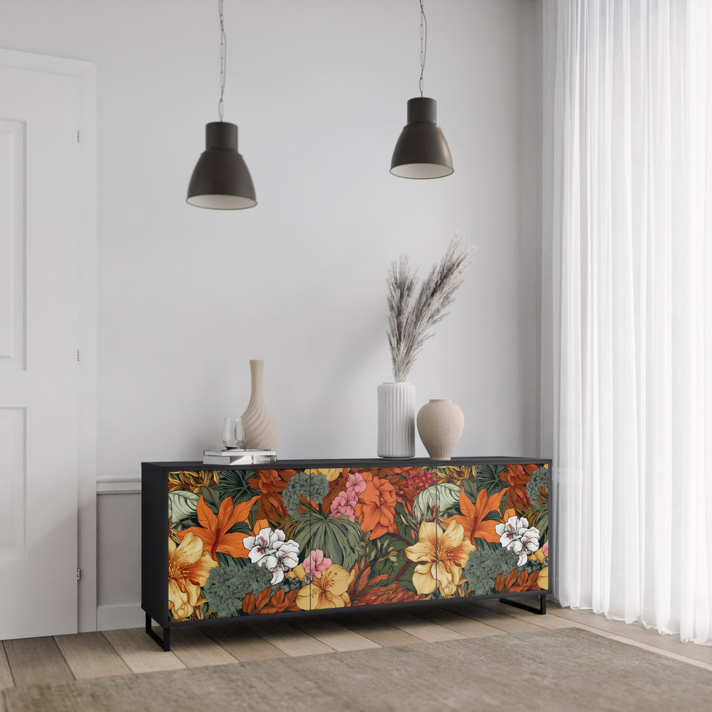 RADIANT FLORA 3-Door Sideboard in Black Finish