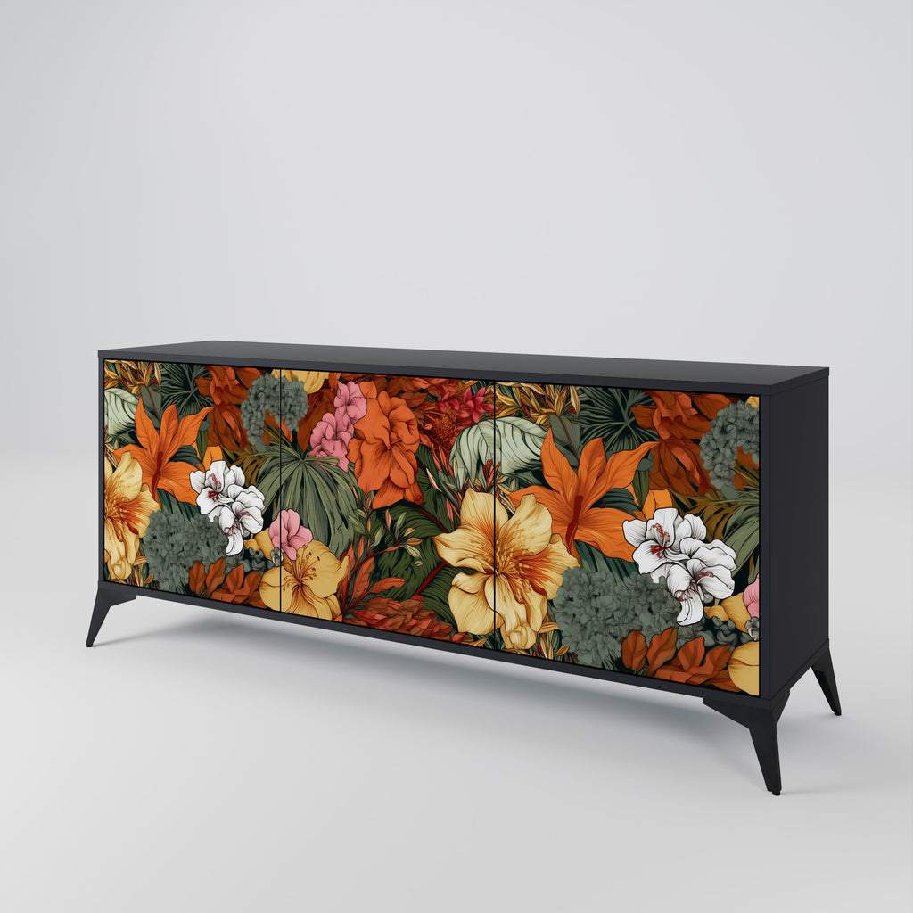 RADIANT FLORA 3-Door Sideboard in Black Finish