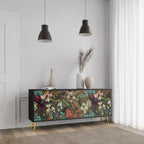 BOTANICAL EMERGENCE 3-Door Sideboard in Black Finish