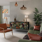 BOTANICAL EMERGENCE 3-Door Sideboard in Black Finish