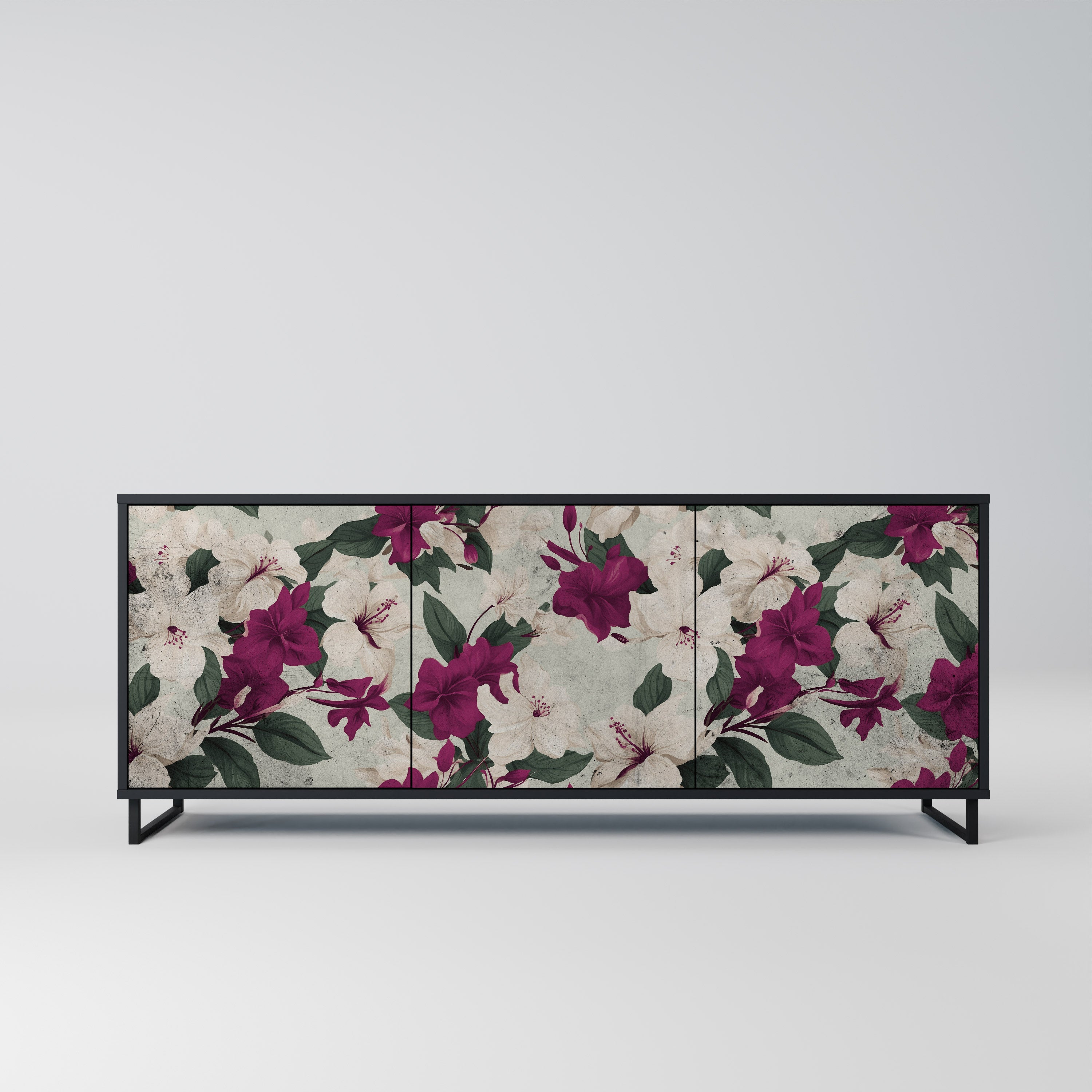 FLOWERET DREAM 3-Door Sideboard in Black Finish