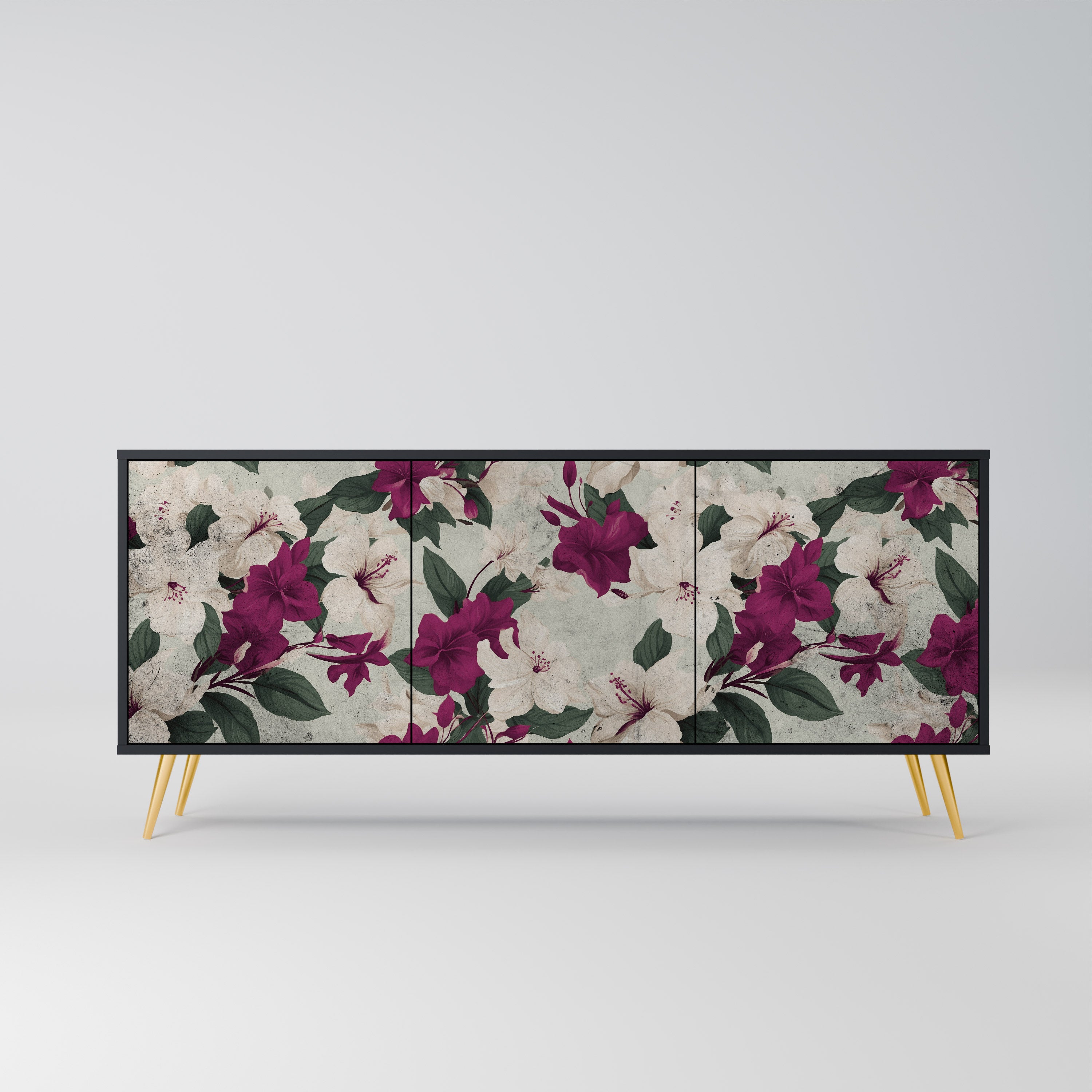 FLOWERET DREAM 3-Door Sideboard in Black Finish