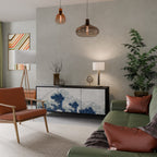 THE GREAT WAVE AT KANAGAWA Aparador de 3 Puertas en Acabado Negro