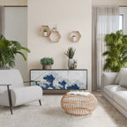 THE GREAT WAVE AT KANAGAWA Aparador de 3 Puertas en Acabado Negro