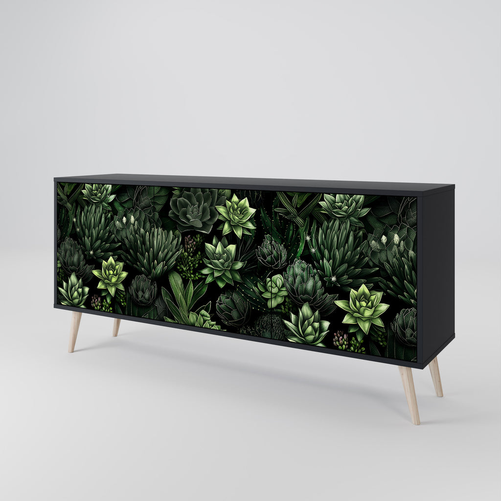 SUCCULENT JUNGLE 3-Door Sideboard in Black Finish