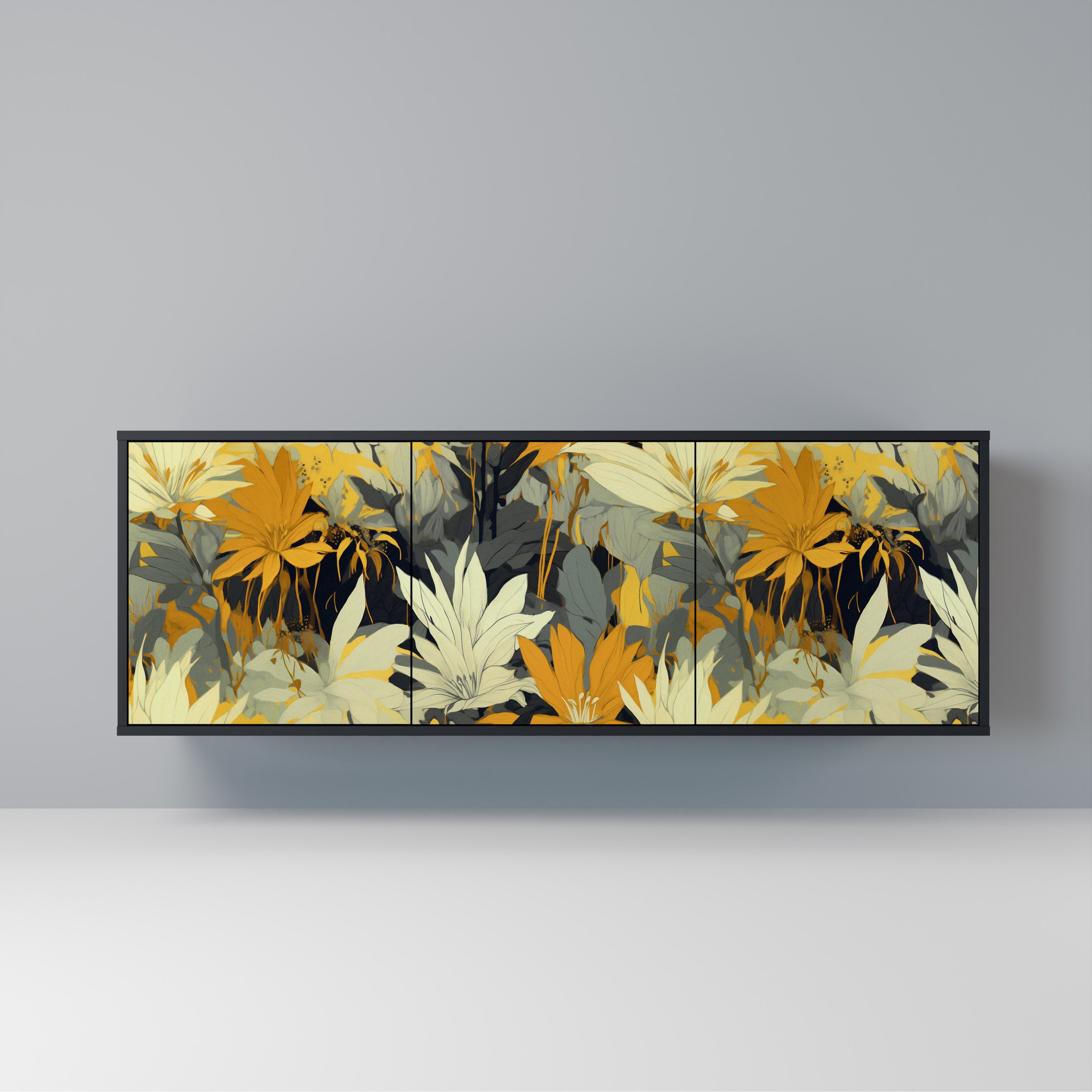 SUNKISSED LILY 3-Door Sideboard in Black Finish