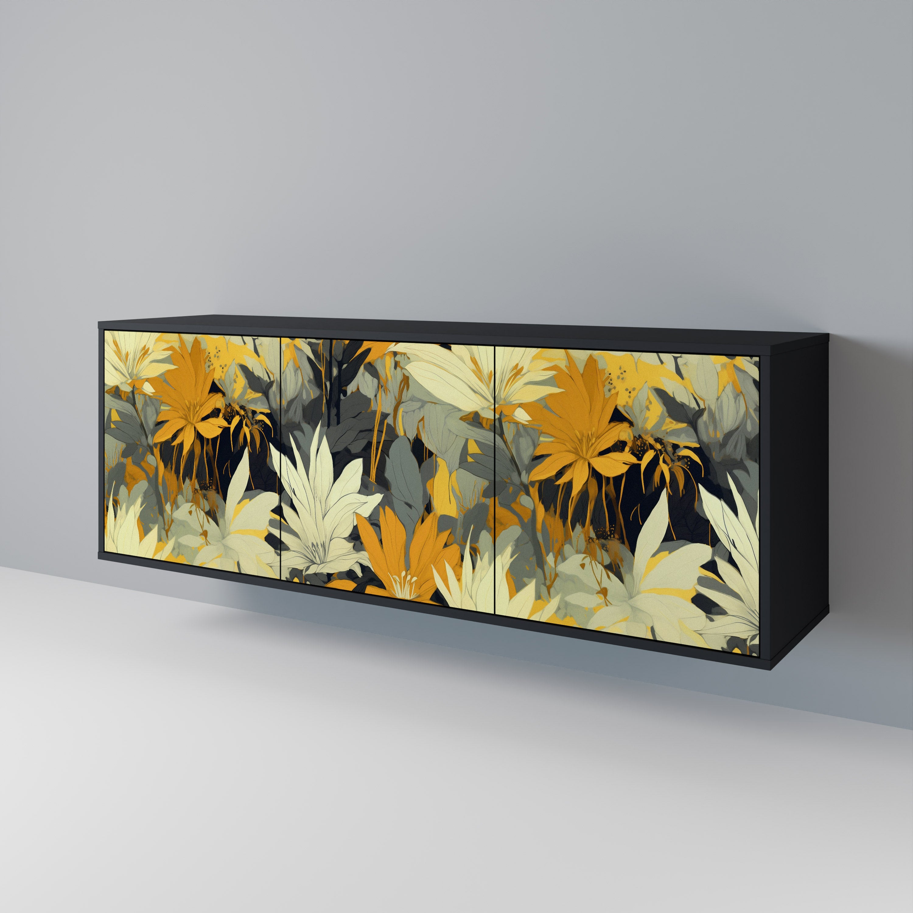 SUNKISSED LILY 3-Door Sideboard in Black Finish