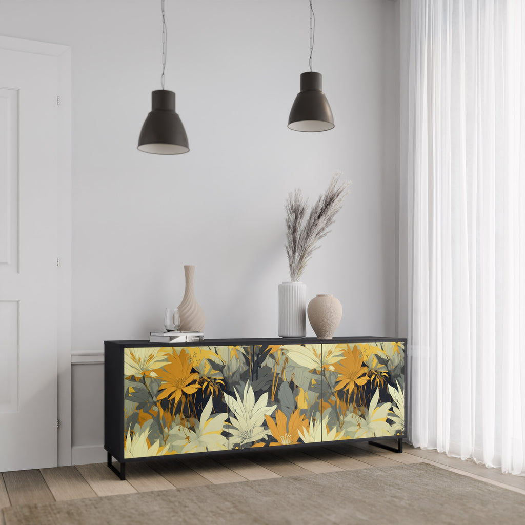 SUNKISSED LILY 3-Door Sideboard in Black Finish