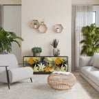 SUNKISSED LILY Aparador de 3 Puertas en Acabado Negro