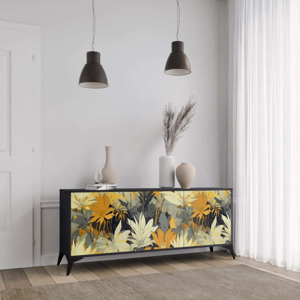 SUNKISSED LILY 3-Door Sideboard in Black Finish