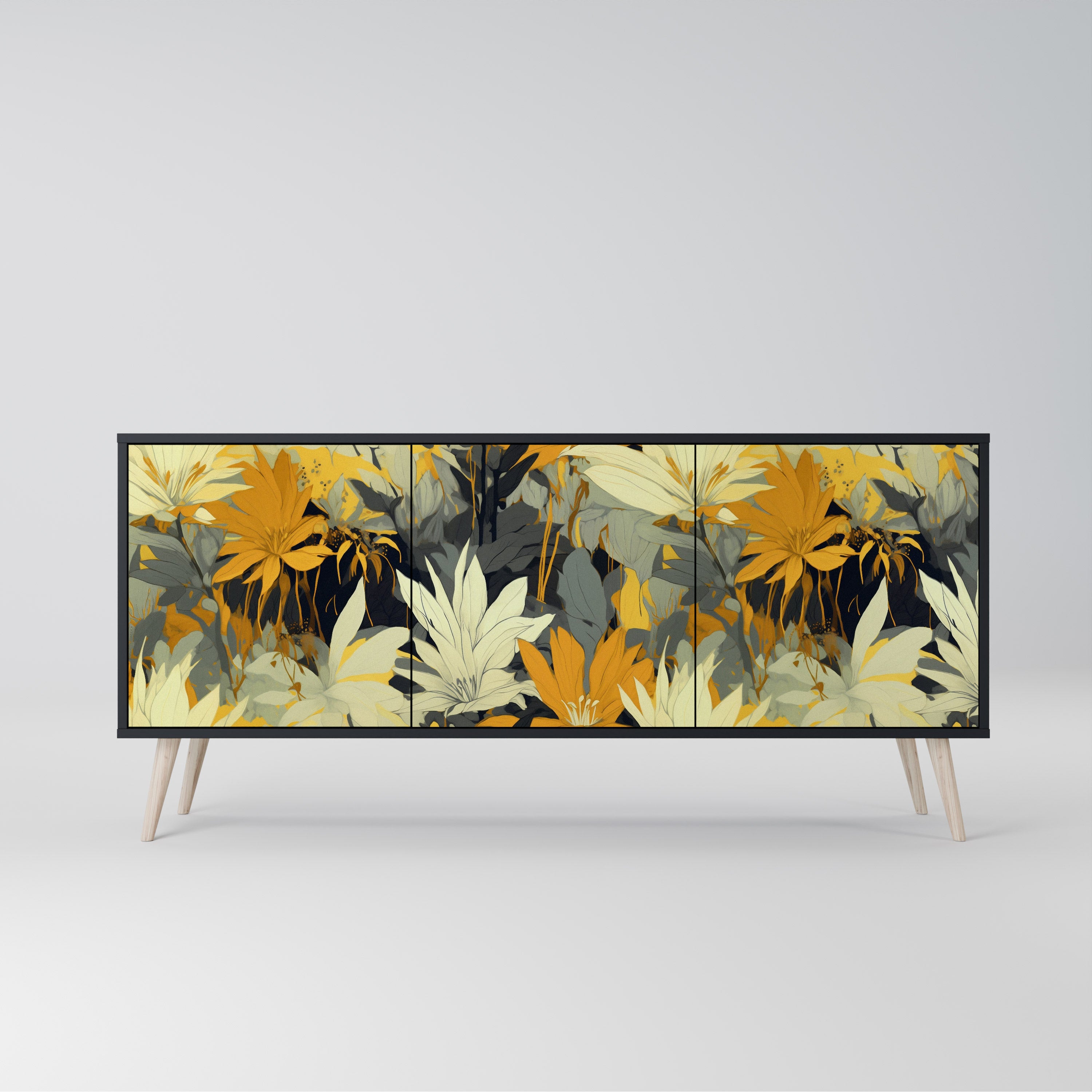 SUNKISSED LILY 3-Door Sideboard in Black Finish