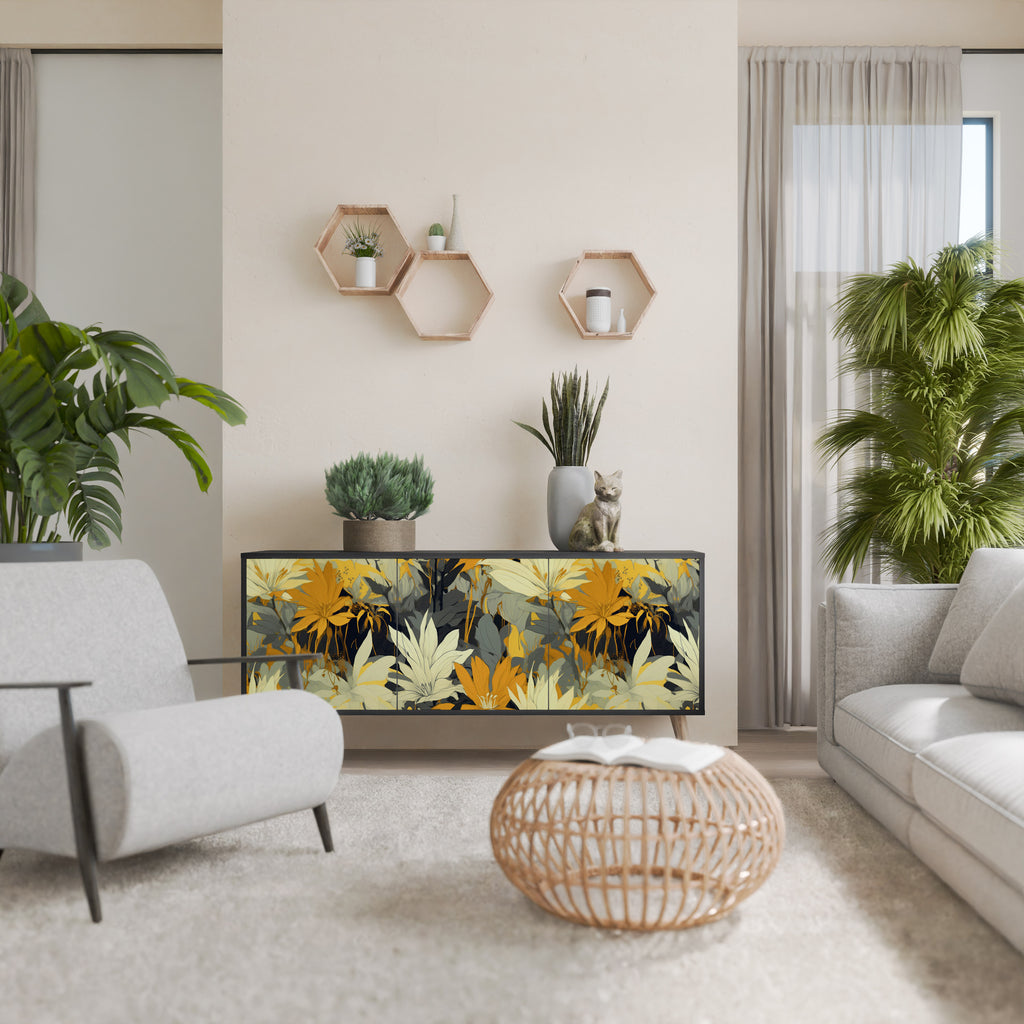 SUNKISSED LILY 3-Door Sideboard in Black Finish