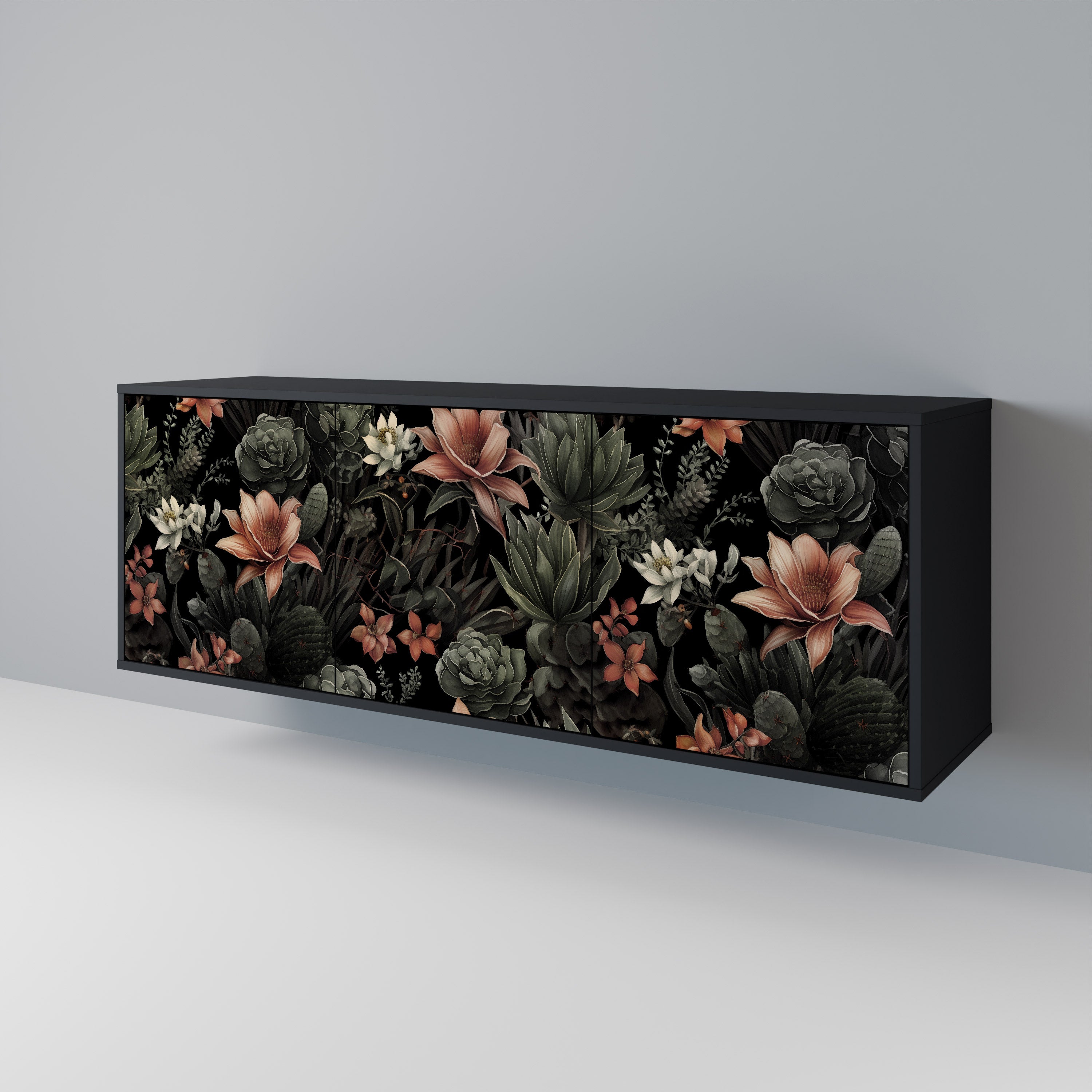 Aparador SECRET VERDURE de 3 puertas con acabado negro