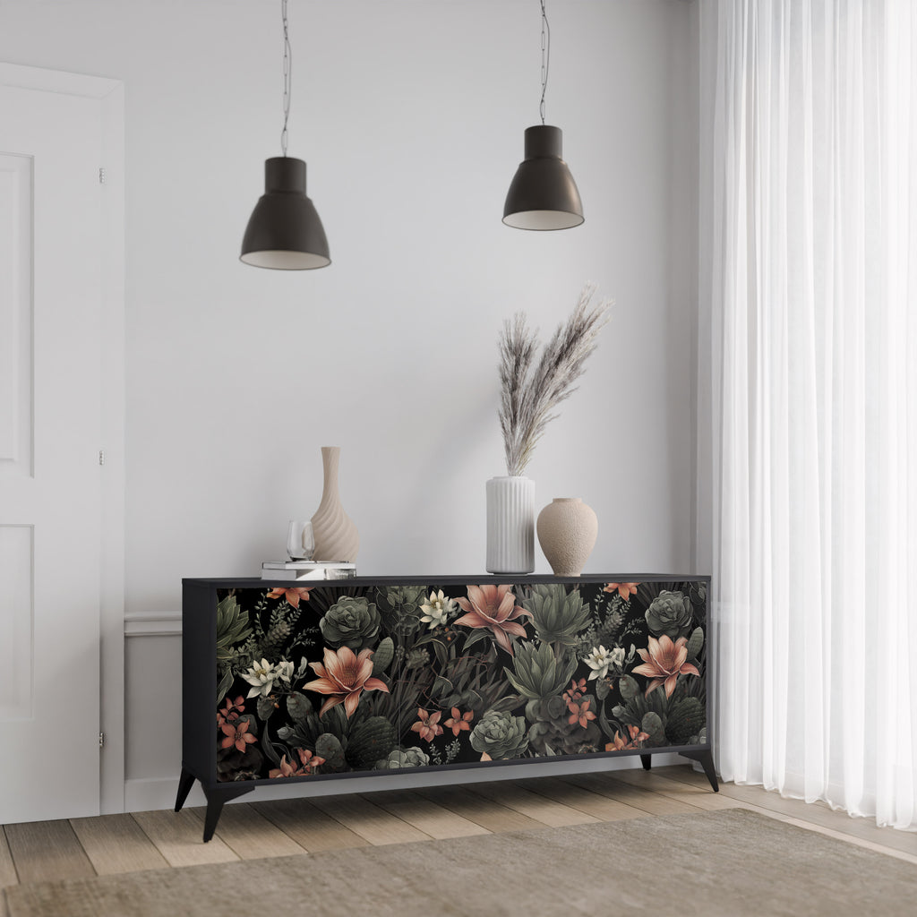 Aparador SECRET VERDURE de 3 puertas con acabado negro