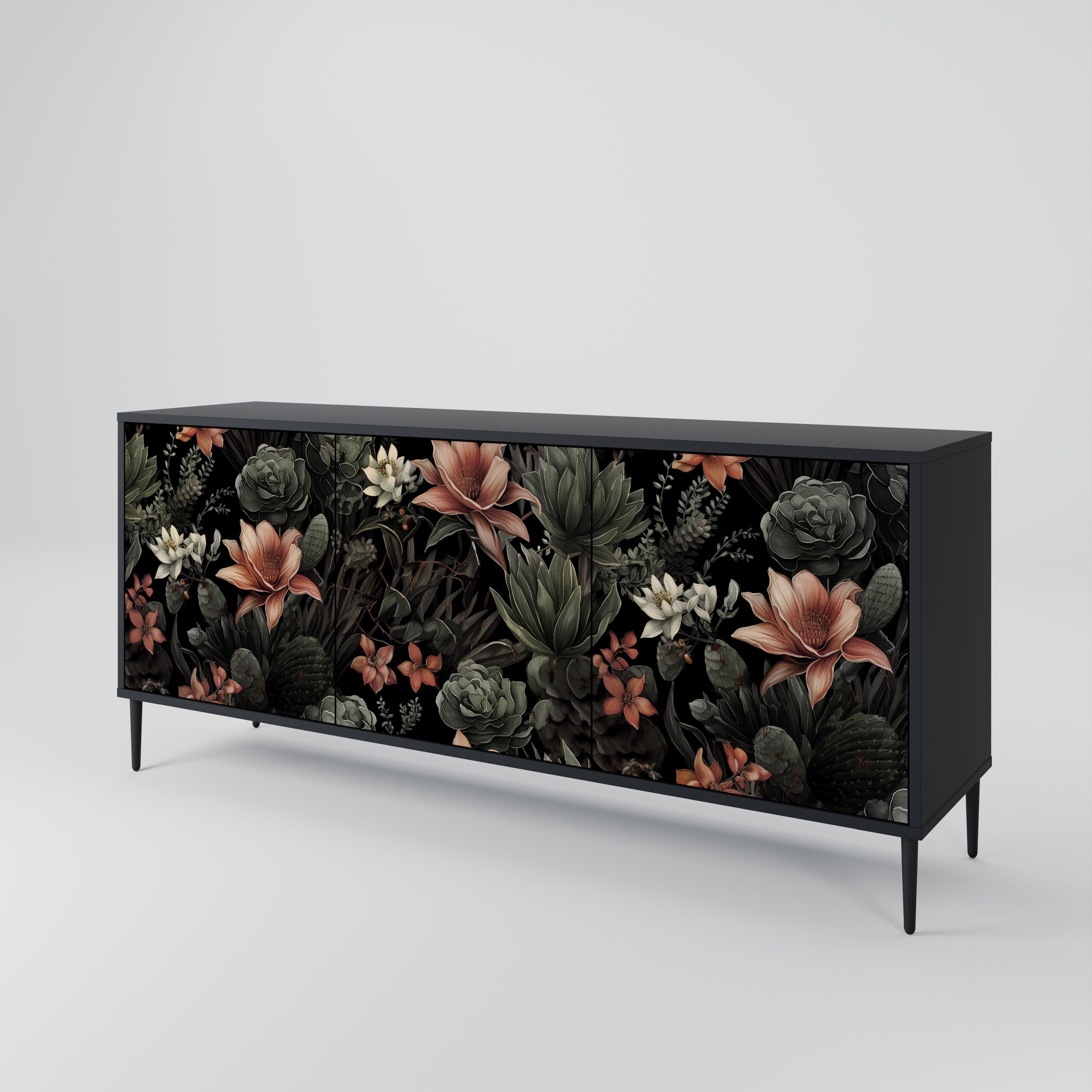 Aparador SECRET VERDURE de 3 puertas con acabado negro