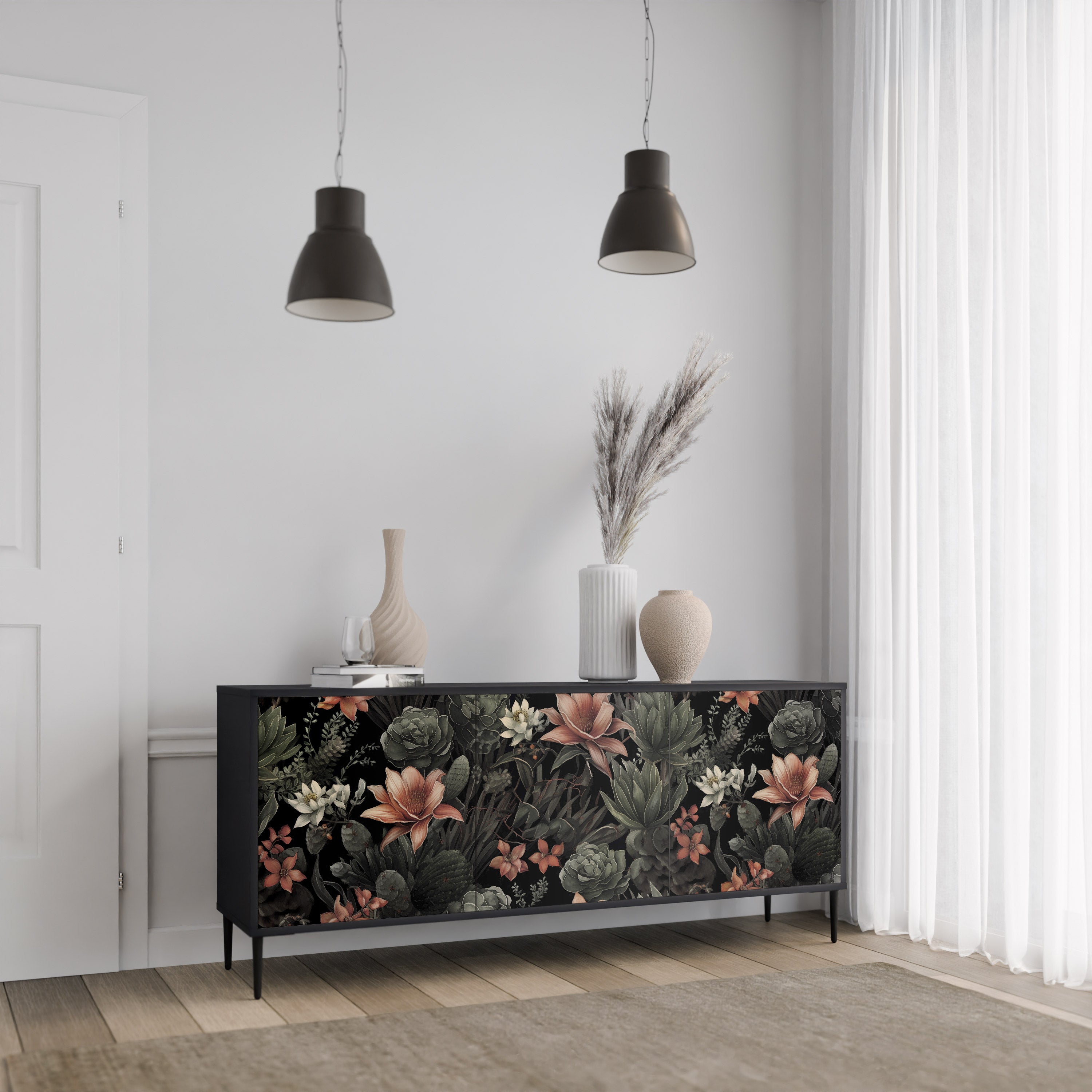 Aparador SECRET VERDURE de 3 puertas con acabado negro