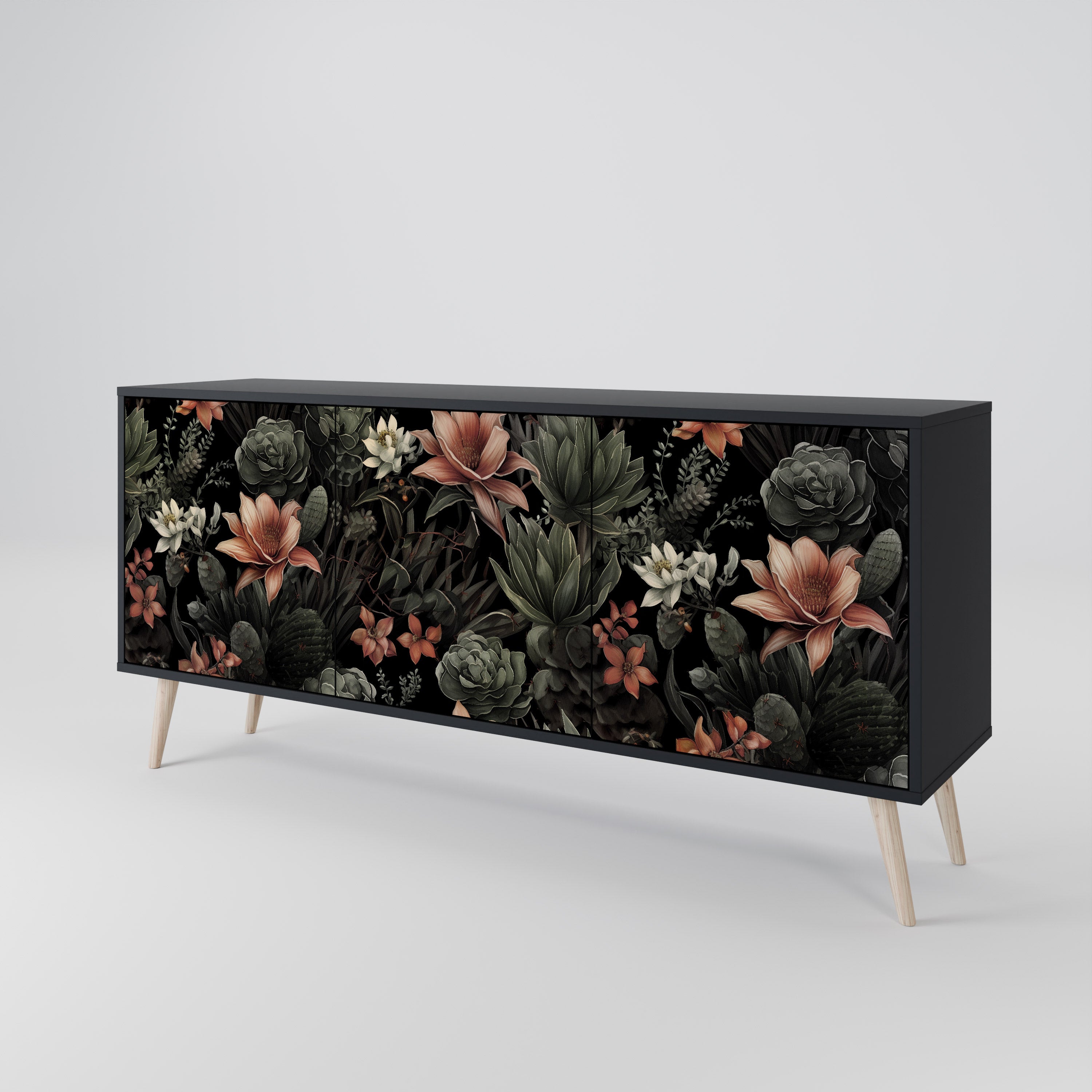 Aparador SECRET VERDURE de 3 puertas con acabado negro