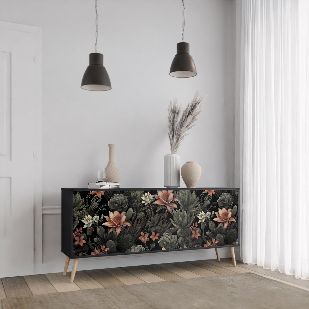 Aparador SECRET VERDURE de 3 puertas con acabado negro