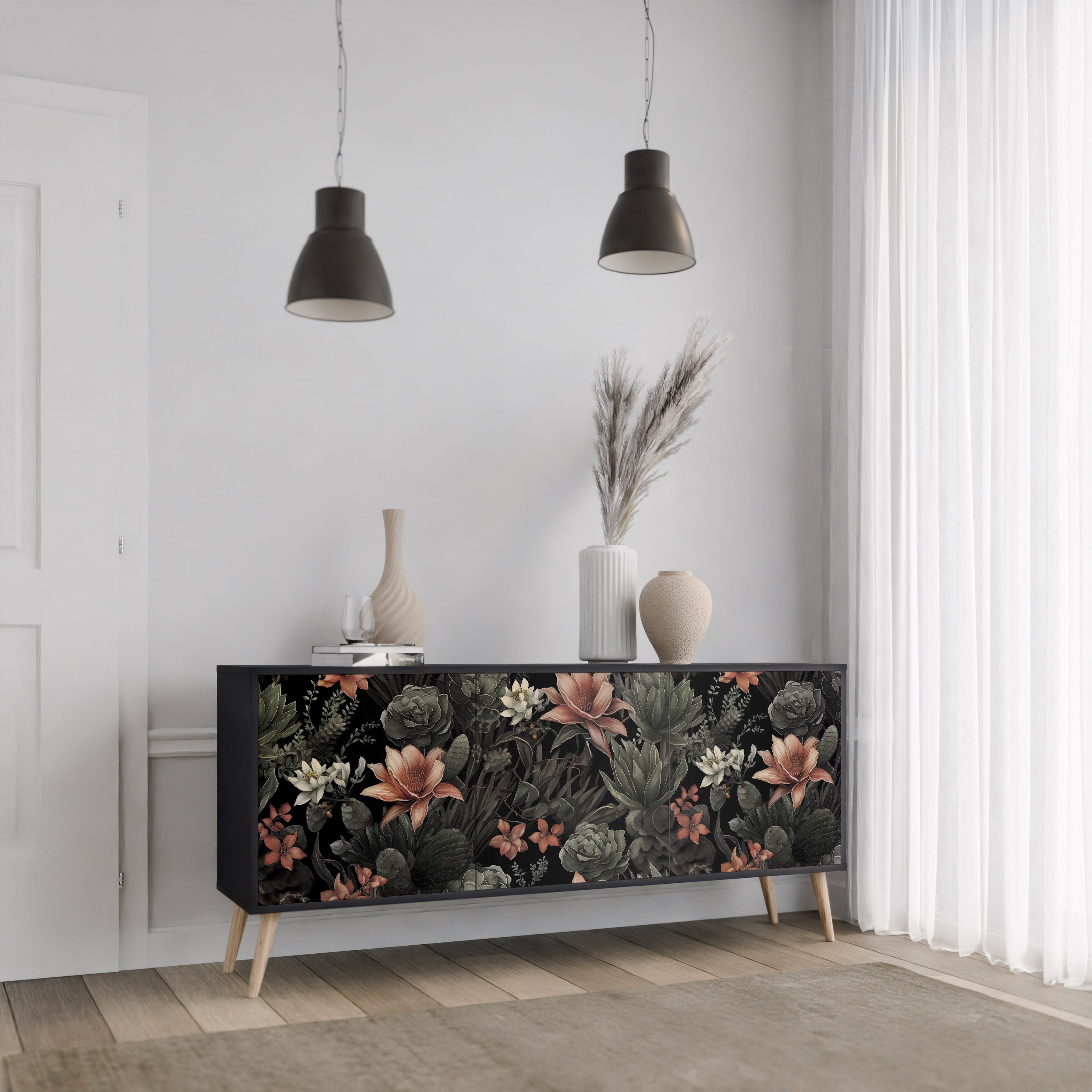 Aparador SECRET VERDURE de 3 puertas con acabado negro