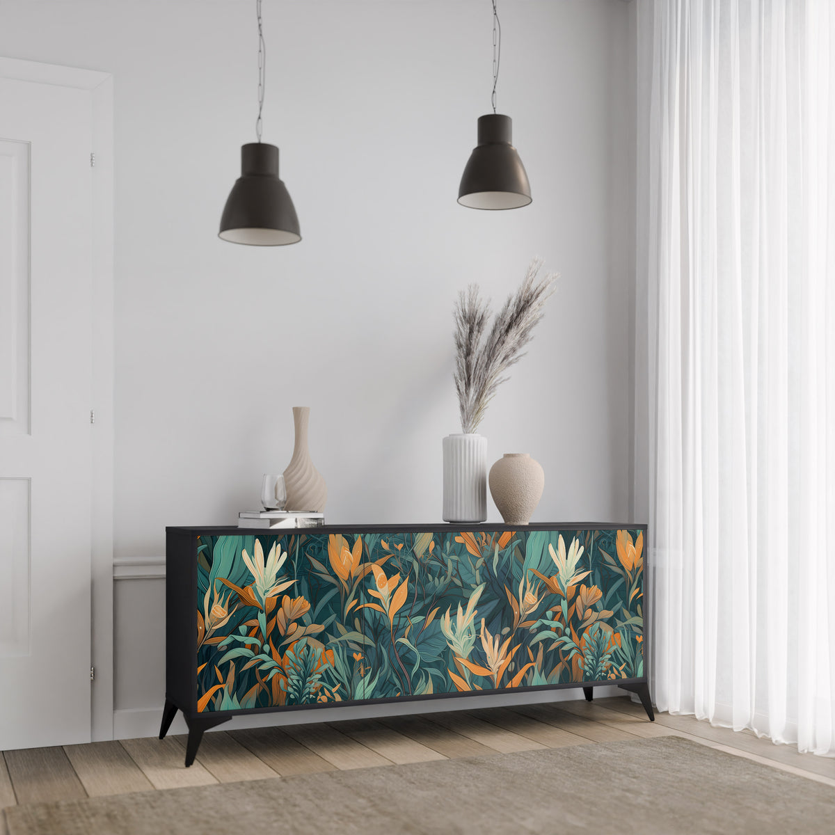 FLORAL SERENITY Aparador de 3 Puertas