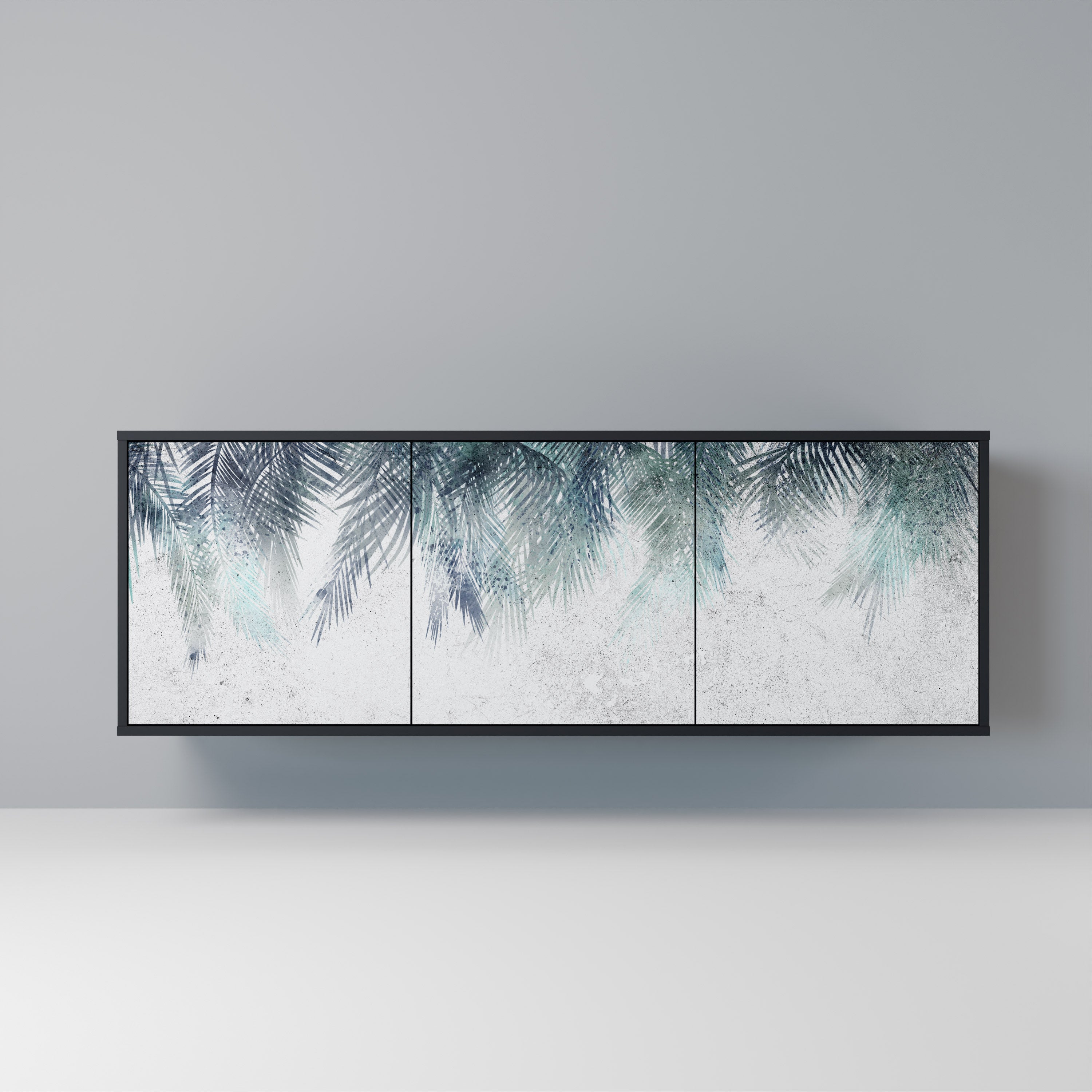 PALM VEIL 3-Door Sideboard in Black Finish