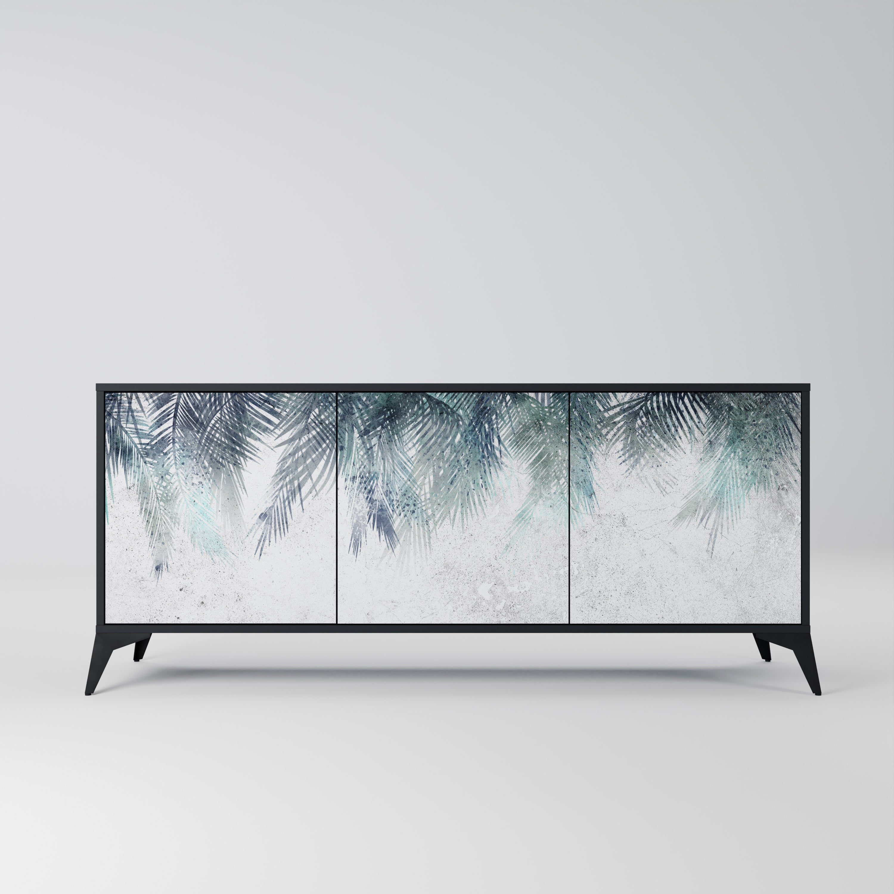 PALM VEIL 3-Door Sideboard in Black Finish