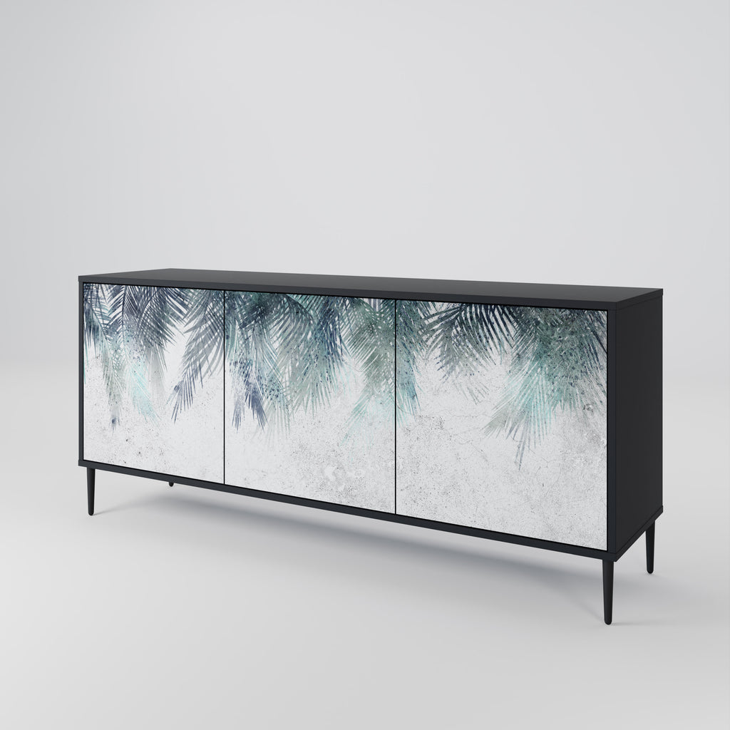 PALM VEIL 3-Door Sideboard in Black Finish