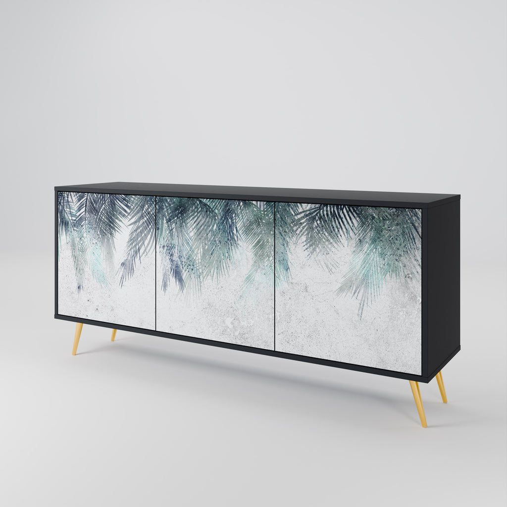 PALM VEIL 3-Door Sideboard in Black Finish