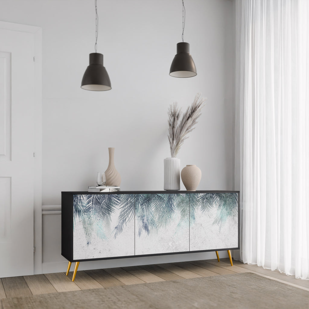 PALM VEIL 3-Door Sideboard in Black Finish