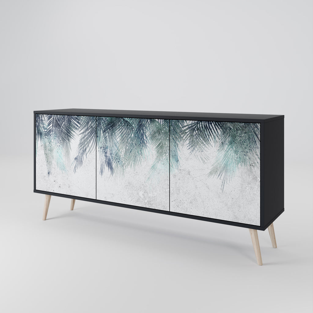 PALM VEIL 3-Door Sideboard in Black Finish