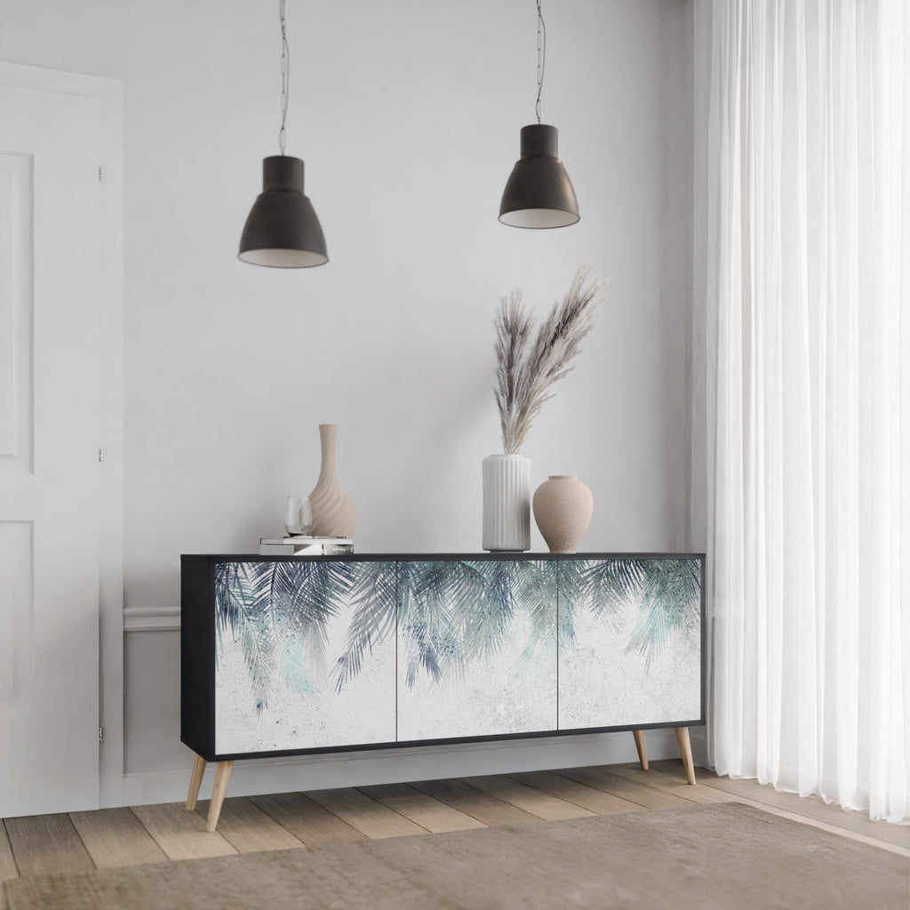 PALM VEIL 3-Door Sideboard in Black Finish