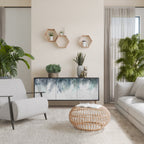 PALM VEIL 3-Door Sideboard in Black Finish