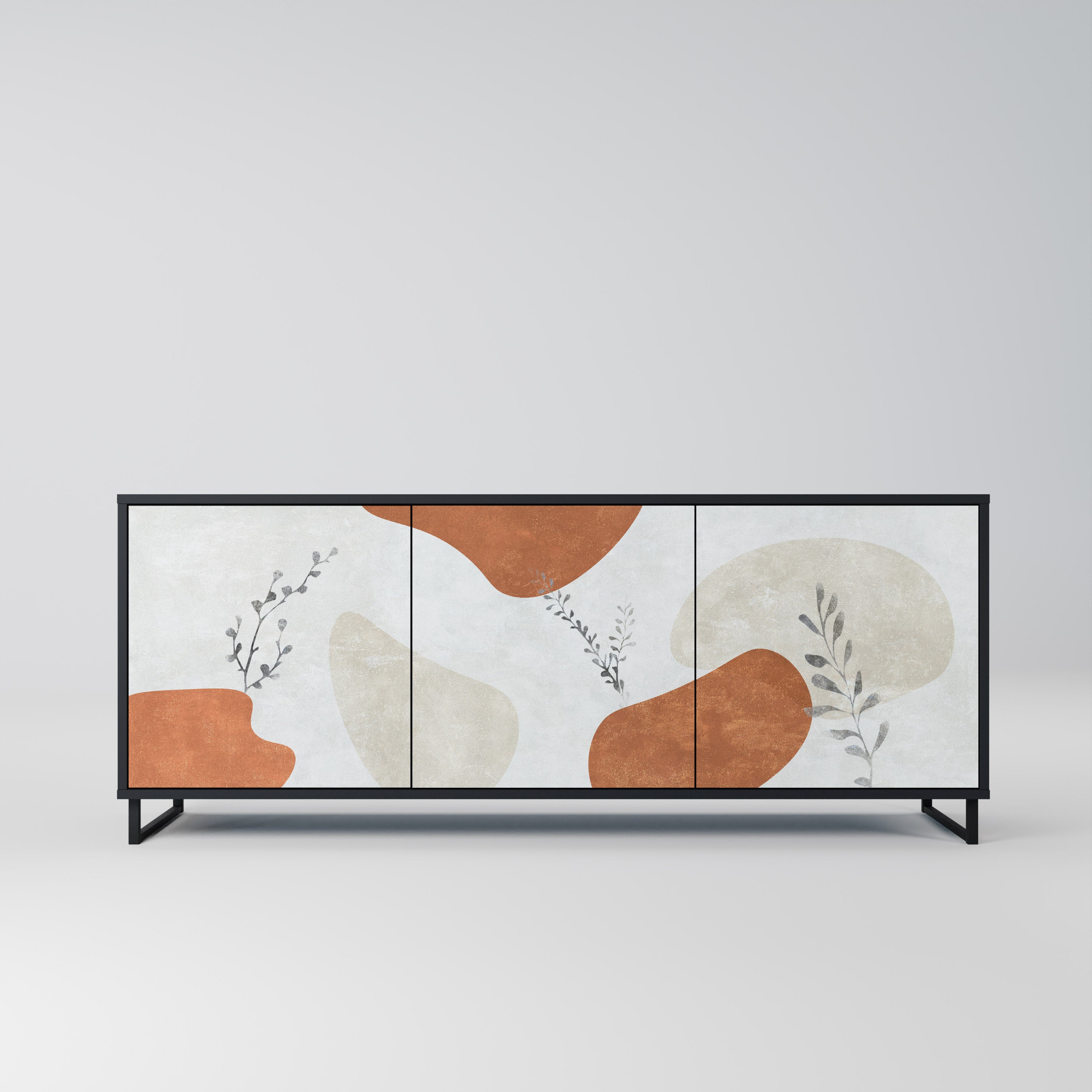 TRANQUIL TWIG 3-Door Sideboard in Black Finish