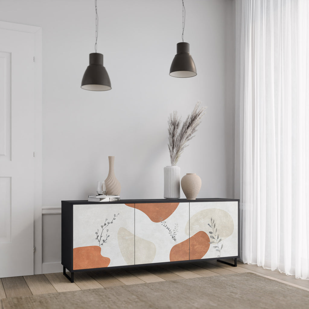 TRANQUIL TWIG 3-Door Sideboard in Black Finish