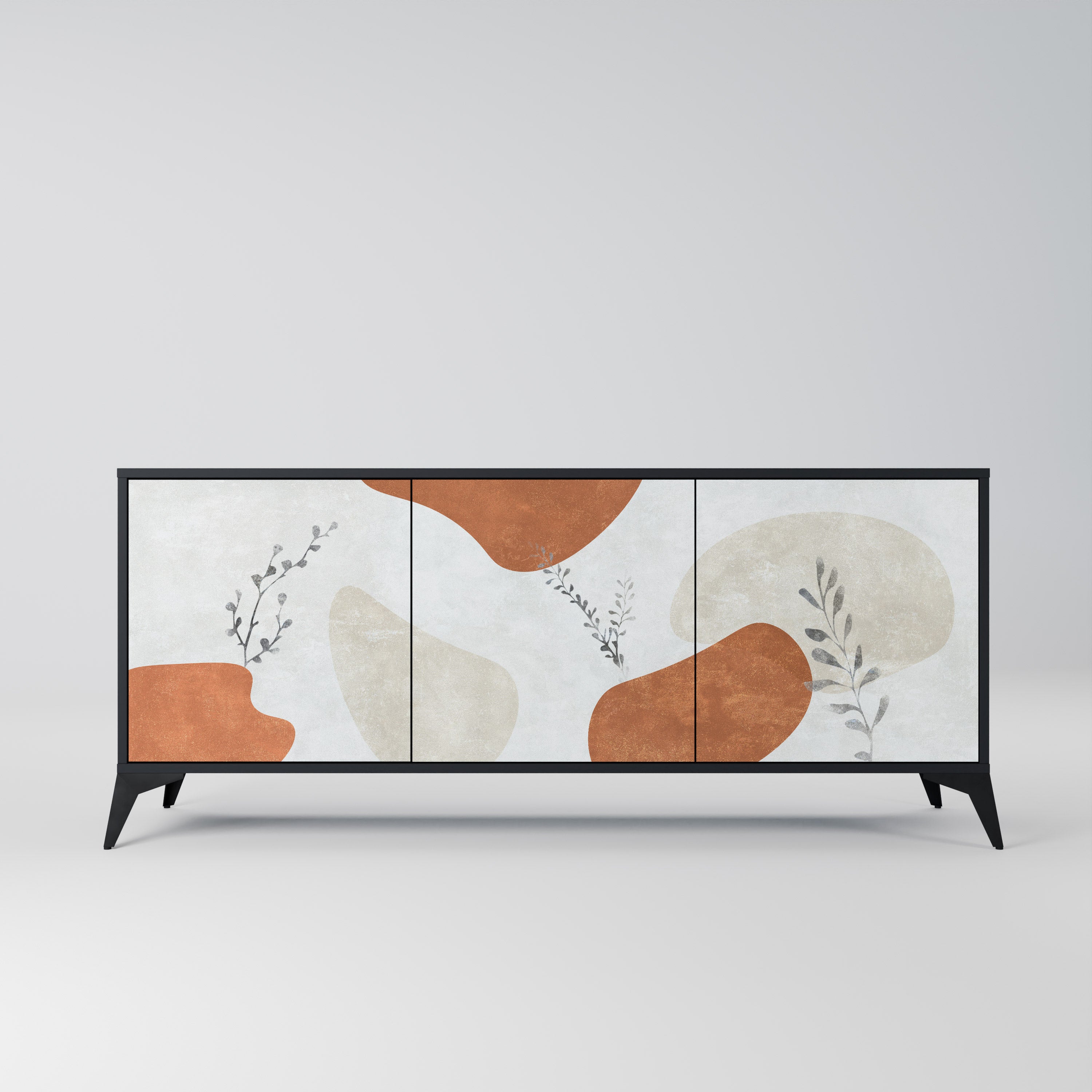 TRANQUIL TWIG 3-Door Sideboard in Black Finish