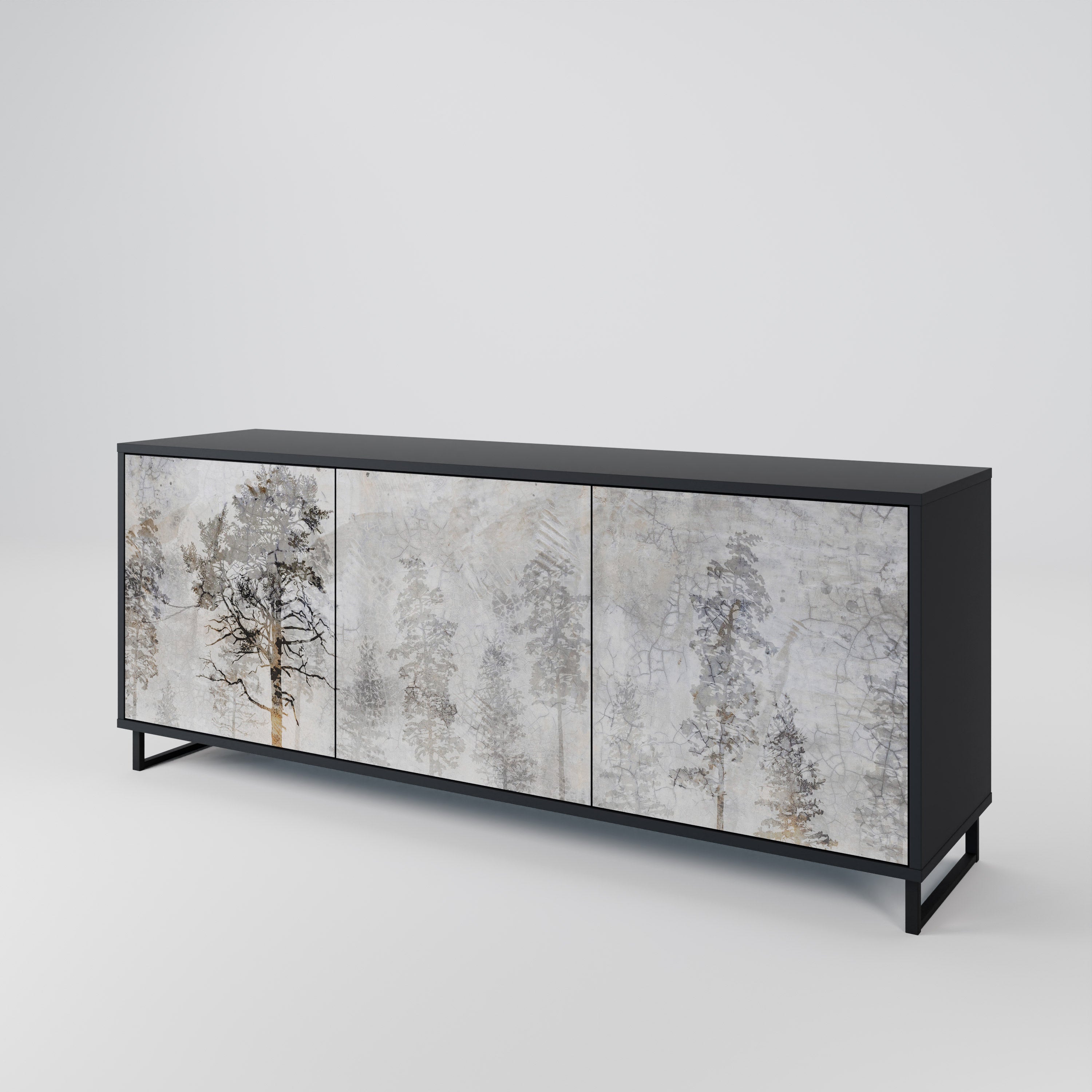 FADE IN THE TREES 3-Door Sideboard in Black Finish