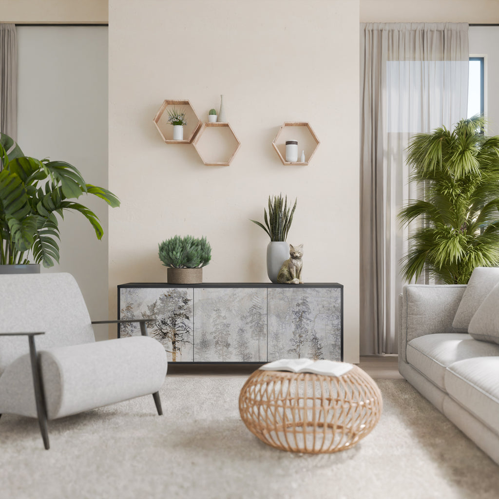 FADE IN THE TREES 3-Door Sideboard in Black Finish