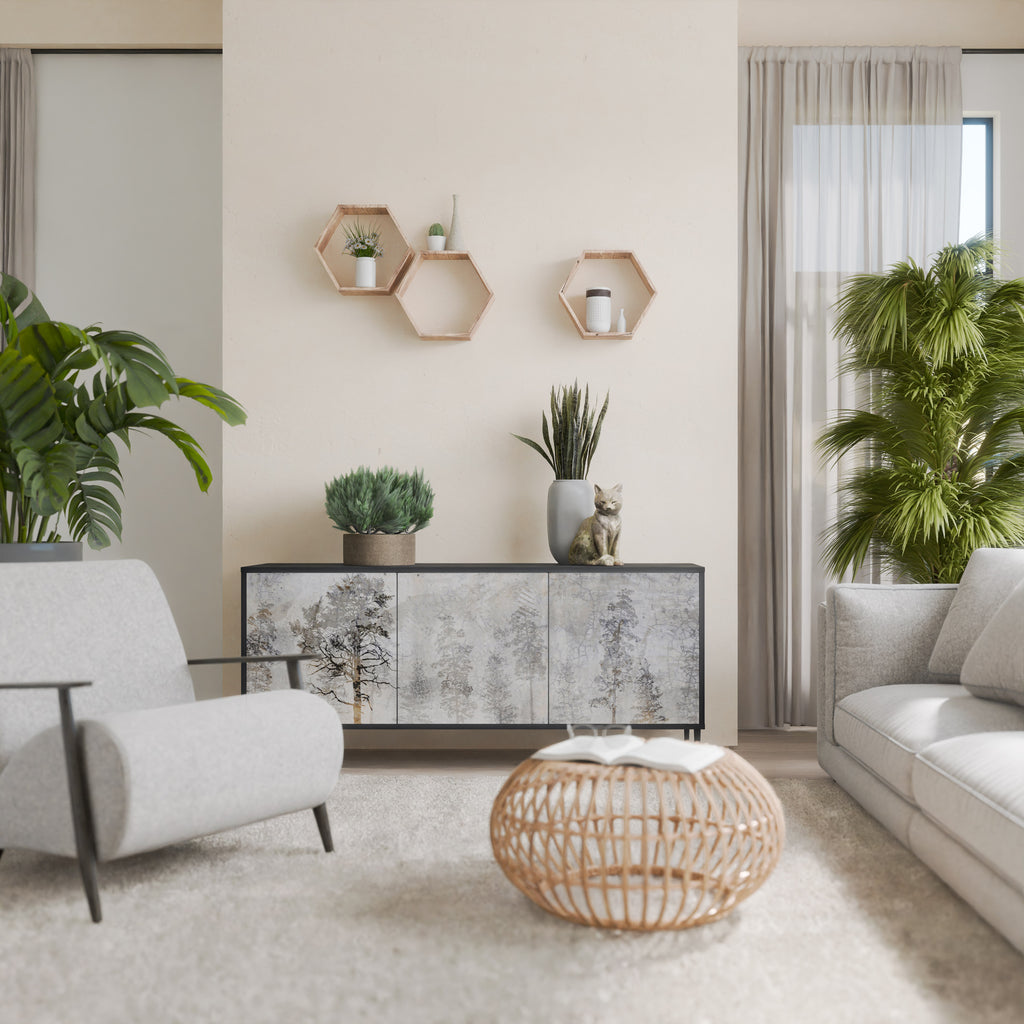 FADE IN THE TREES 3-Door Sideboard in Black Finish