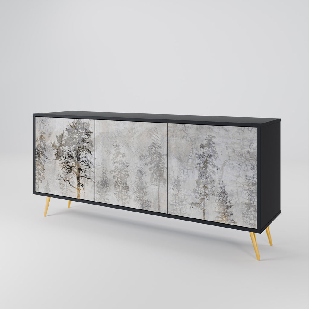 FADE IN THE TREES 3-Door Sideboard in Black Finish