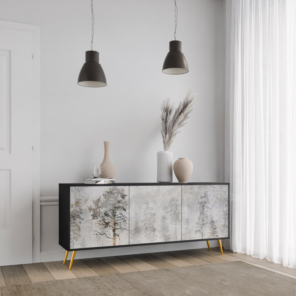 FADE IN THE TREES 3-Door Sideboard in Black Finish