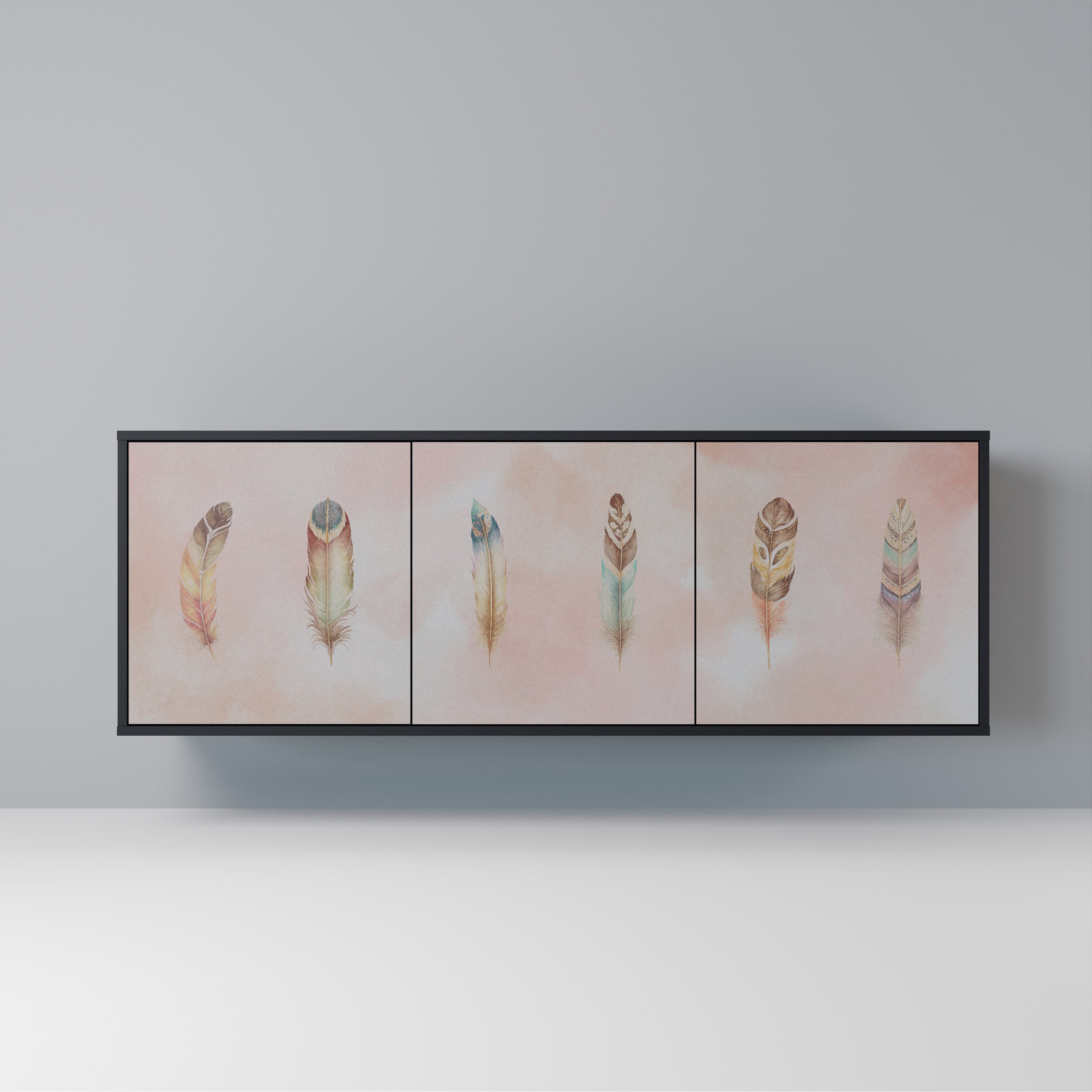 THE DELIQUESCE 3-Door Sideboard in Black Finish