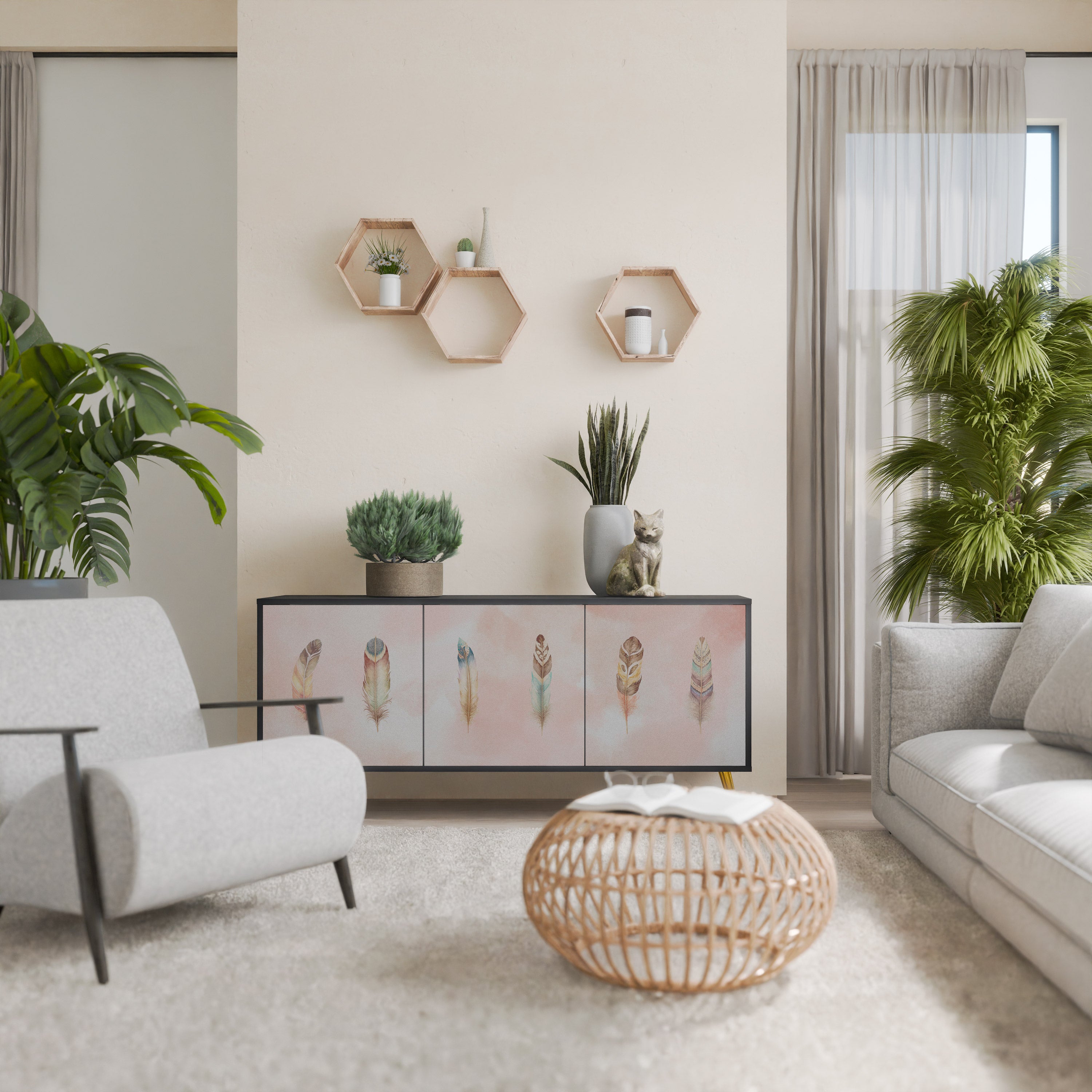 THE DELIQUESCE 3-Door Sideboard in Black Finish